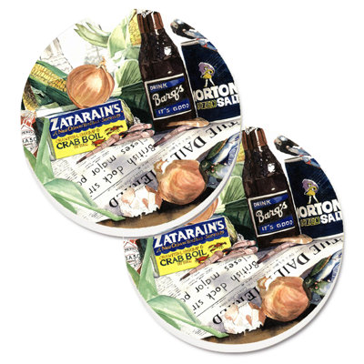 Ceramic Round 2 Piece Car Coaster Set