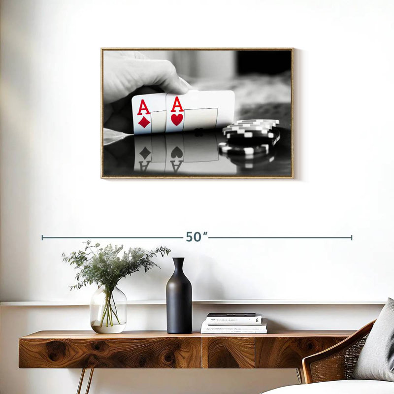 Poker Aces, Cadre flottant en bois naturel, 31 po x 21 po