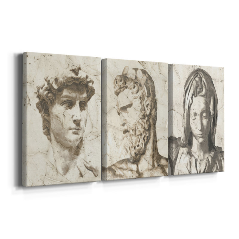 Classical Study I - Toile tendue avec châssis sur mesure - 3 pièces, H 12 po x l 24 po