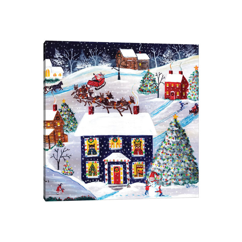 Santa Reindeer Christmas Eve Cheryl Bartley by Cheryl Bartley - Print on Canvas, 93.98 cm H x 93.98 cm W x 1.91 cm D