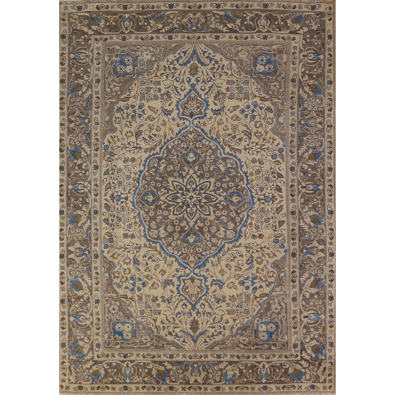Tapis traditionnel rétro en laine à motif floral 7 x 10