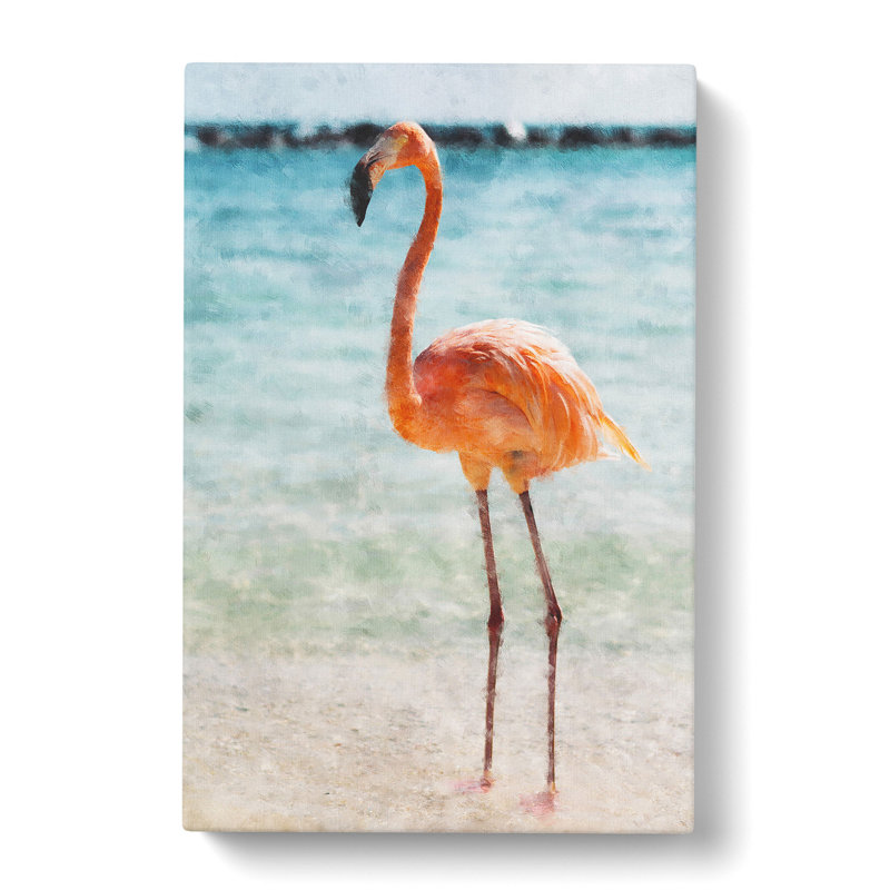 Lone Flamingo - Wrapped Canvas, 50cm H x 35cm W x 3cm D