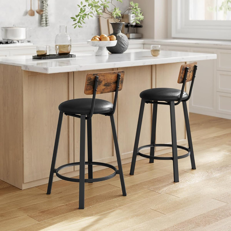 Upholstered Counter Stool with Metal Frame, Forest Green/Black