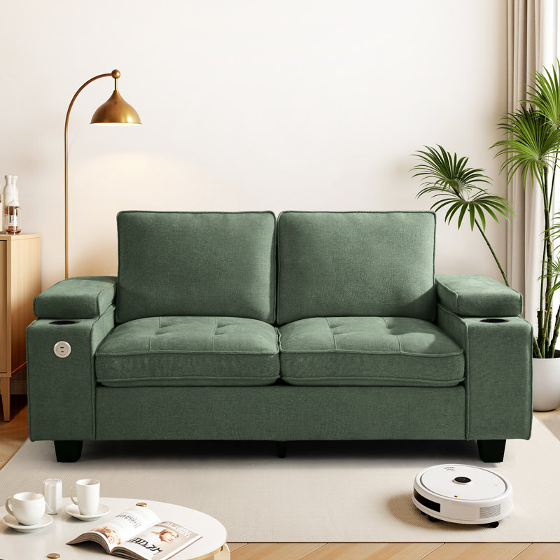 83.22" Modern Luxury Deep Seat Chenille Upholstered Sofas Couches With Solid Wood Frame, Hidden Storage, Green