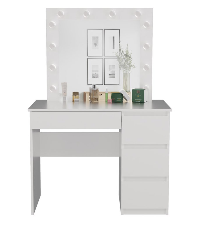 Byson Dressing Table with Mirror, White