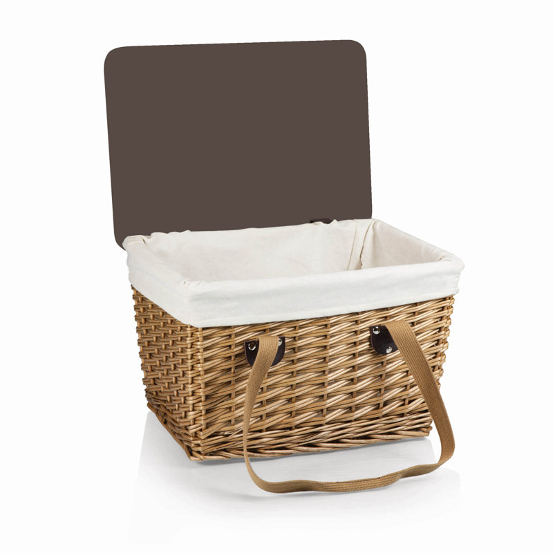 Panier de pique-nique en osier avec couvercle amovible Canasta Grande, Brun, H 11 po x l 13,8 po x P 18,9 po