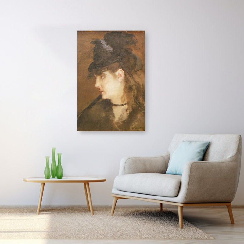 Berthe Morisot au chapeau noir, portrait abstrait contemporain impressionniste, estampe murale, H 48 po x l 32 po