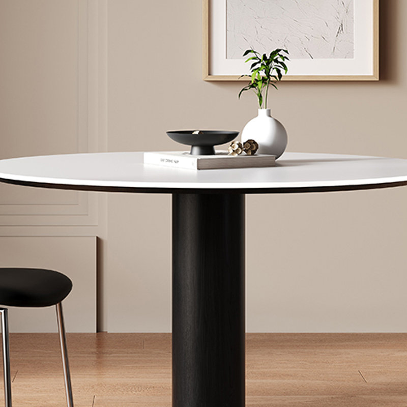 Table ronde décontractée Modern Slimal Rock, H 29,52 po x L 43,3 po x l 43,3 po, Blanc