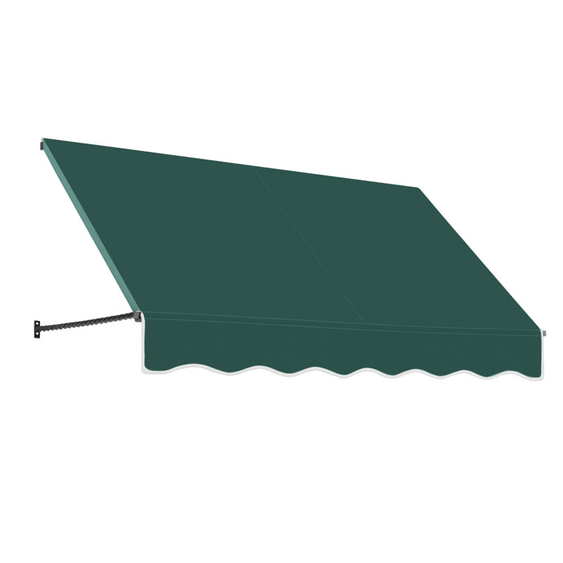 Awntech Santa Fe Acrylic Fabric Fixed Awning with Iron Rope Arms, 31" H x 64.5" W x 24" D, Forest