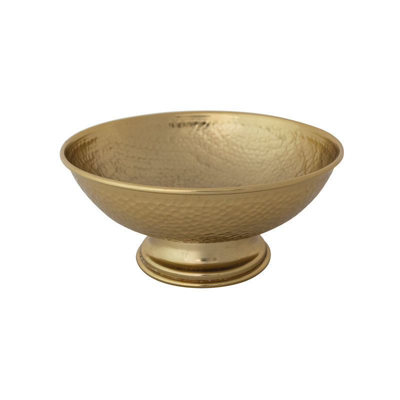 Hammered Aluminum & Reclaimed Wood Footed Bowl
