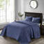 Couvre-lit réversible bleu marine, en coton matelassé classique, en coton prélavé et rembourré pour plus de douceur