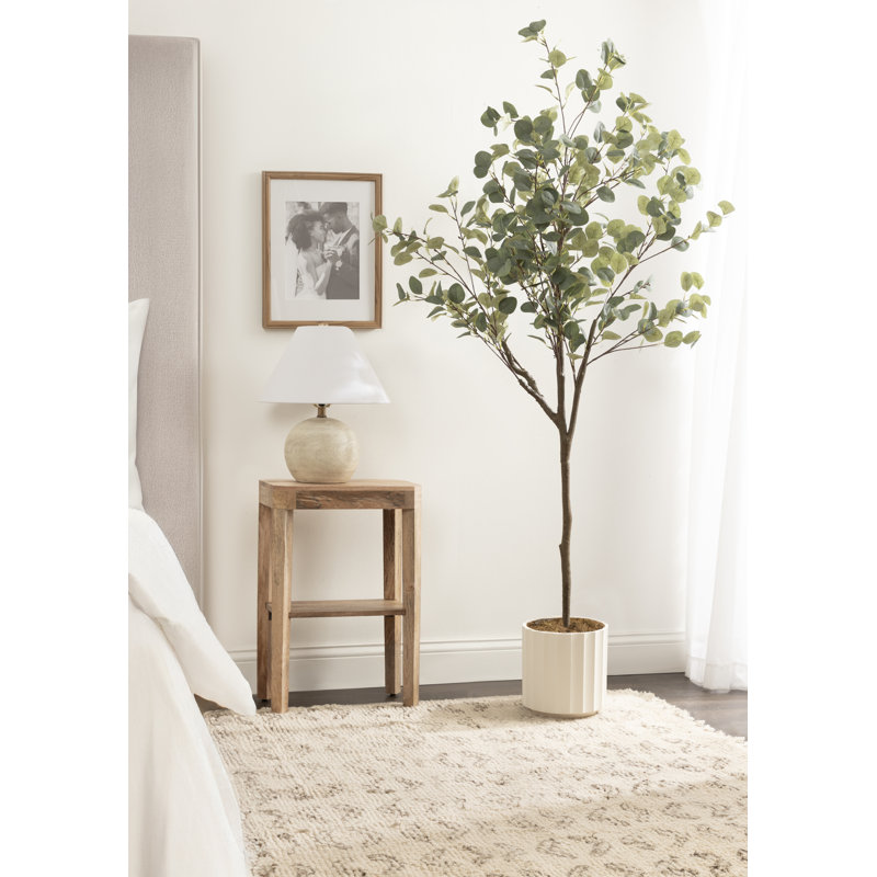 Pot à fleurs festonné Aitkin Eucalyptus, H 70,87 po x l 27,56 po x P 23,62 po, Ivoire ivoire