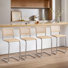 Tabouret de comptoir en porte-à-faux en rotin naturel 24,8 po avec dossier en rotin et structure en métal Fenmore