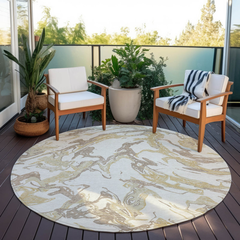 Machine Washable Indoor/Outdoor Chayden ACN1035 Rug, Round 8'
