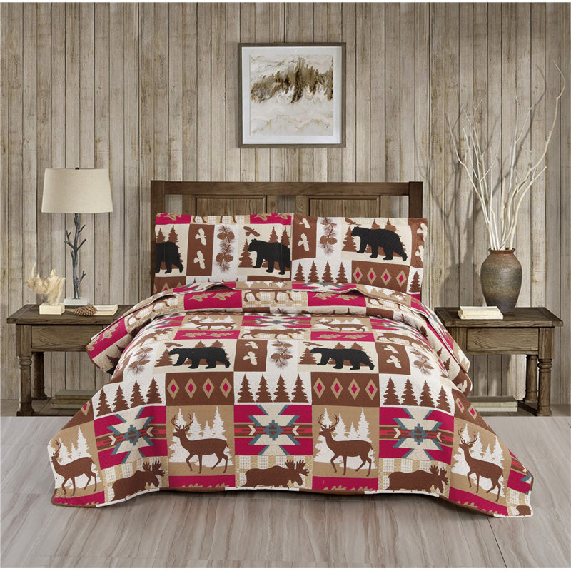 Valcour Animal Print Coverlet Set, Queen Quilt + 2 Standard Shams