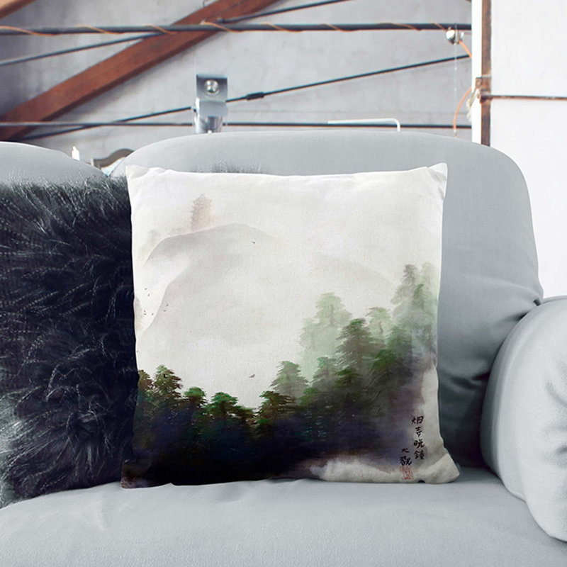 Distant Temple Square Throw Cushion, 40cm H x 40cm W x 15cm D