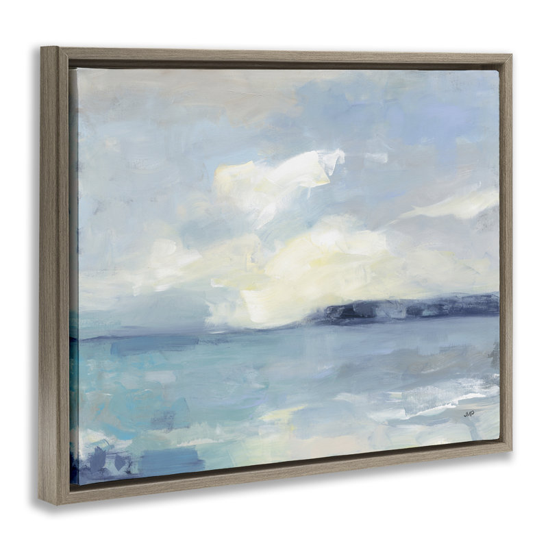  Art ensoleillé sur toile, "péninsule ensoleillée" par Julia Purinton, H 25 po x l 31 po, Cadre flottant orme Montalcino