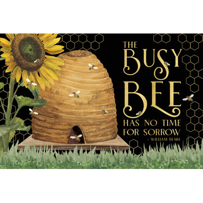 " Honey Bees And Flowers Please Landscape On Black II-Busy Bee " by Tara Reed