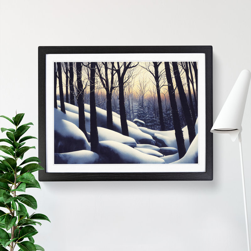Gentle Winter Forest - Single Picture Frame Print, 25cm H x 34cm W x 2cm D, Black Framed