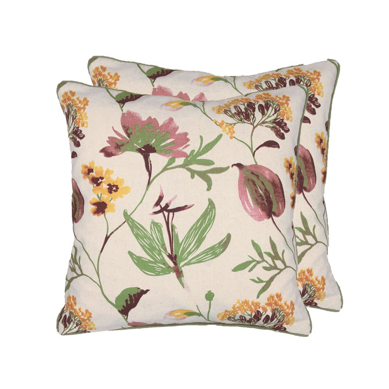 COTTAGE FLOWERS Square Pillow Cover, 24" x 24", Green, Polyester/Polyfill