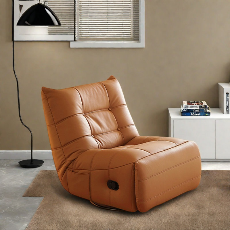 Modern comfortable wear-resistant rocking chair, Orange Faux Leather