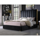 Solid Wood and Upholstered Low Profile Platform Bed
