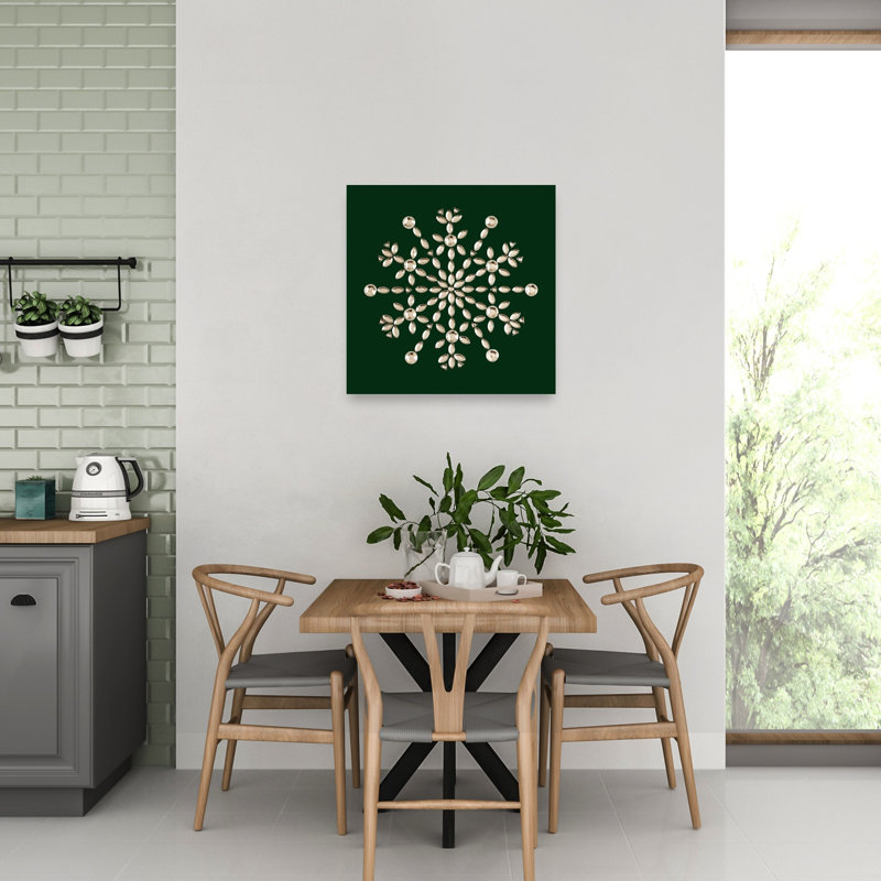 " Green Snowflake Elegant Abstract Contemporary Winter Landscape Wall Art Print " by Renate Holzner, H 32 po x l 32 po