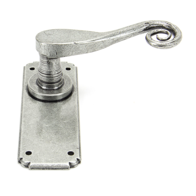 Monkeytail Lever Latch Set, Pewter Patina