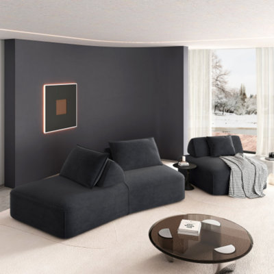 139" Modular Sectional Sofa Set, DIY Chenille Sofa With Removable Backrests & Deep Seats