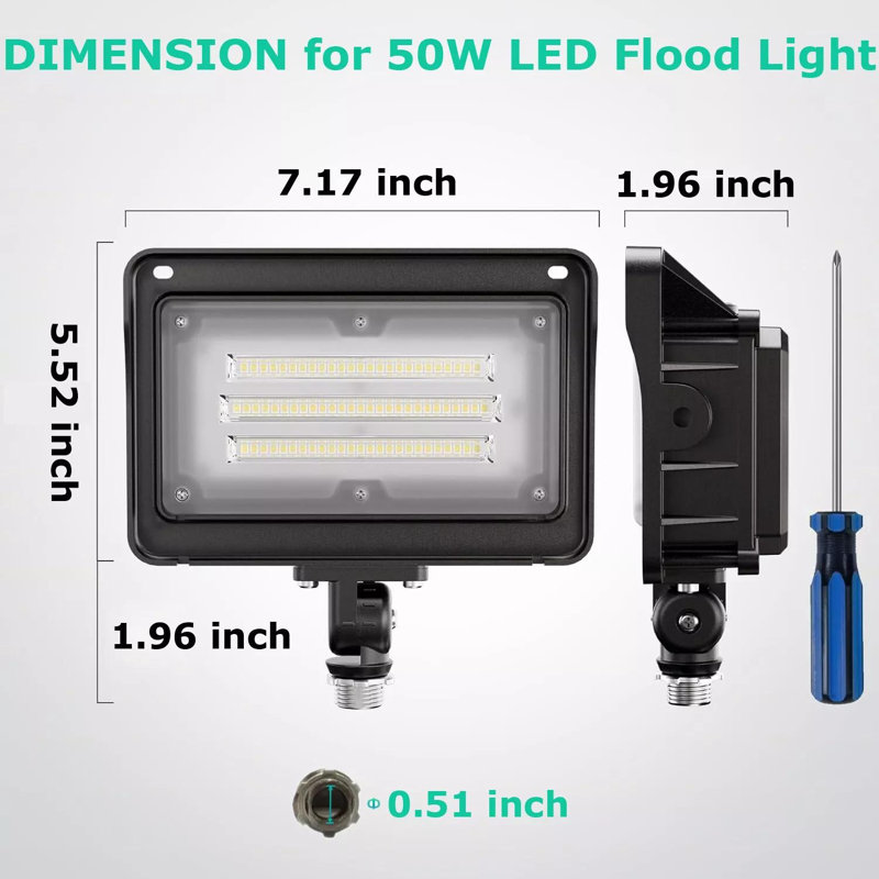 Lumière d'inondation 50w à DEL, 7000lm, lumière extérieure imperméable à la lumière du jour 5000k IP65