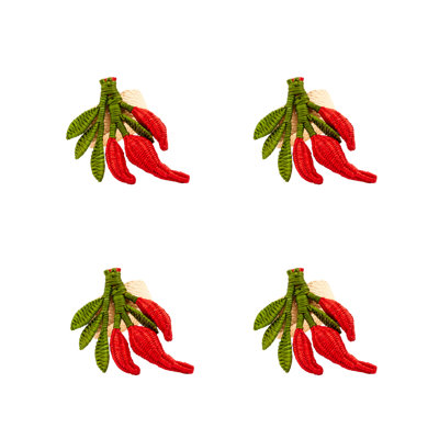 Rond de serviette Red Chili Pepper - ensemble de 4