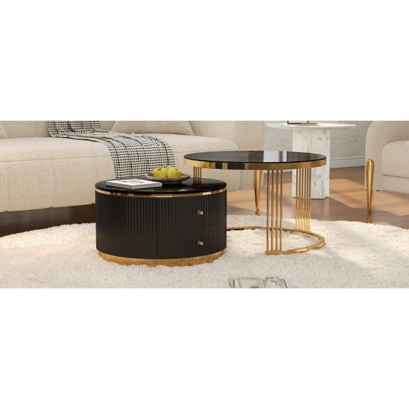 Table basse gigogne 2 pièces Modern Modern, Noir, Noir