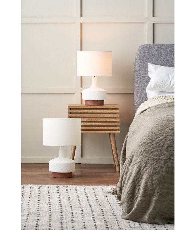 Elencourt Ceramic Table Lamp, Brown, White