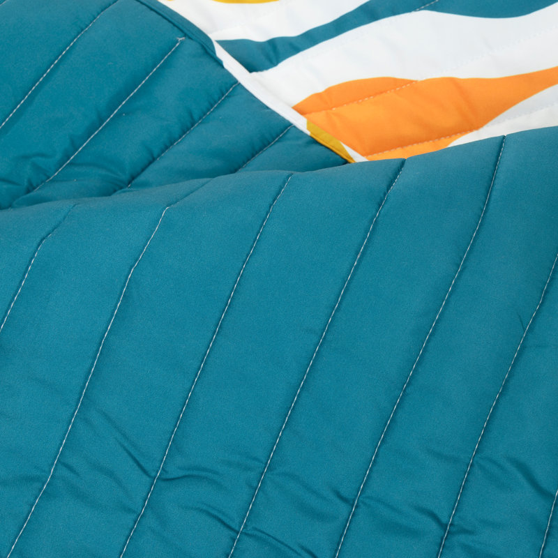 Ensemble de courtepointe en microfibre Mid Century Geo, Grand, Turquoise / orange