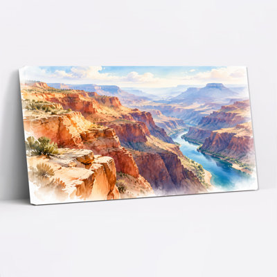 Grand Canyon Red Rock River Valley Landscape Canvas Wall Art