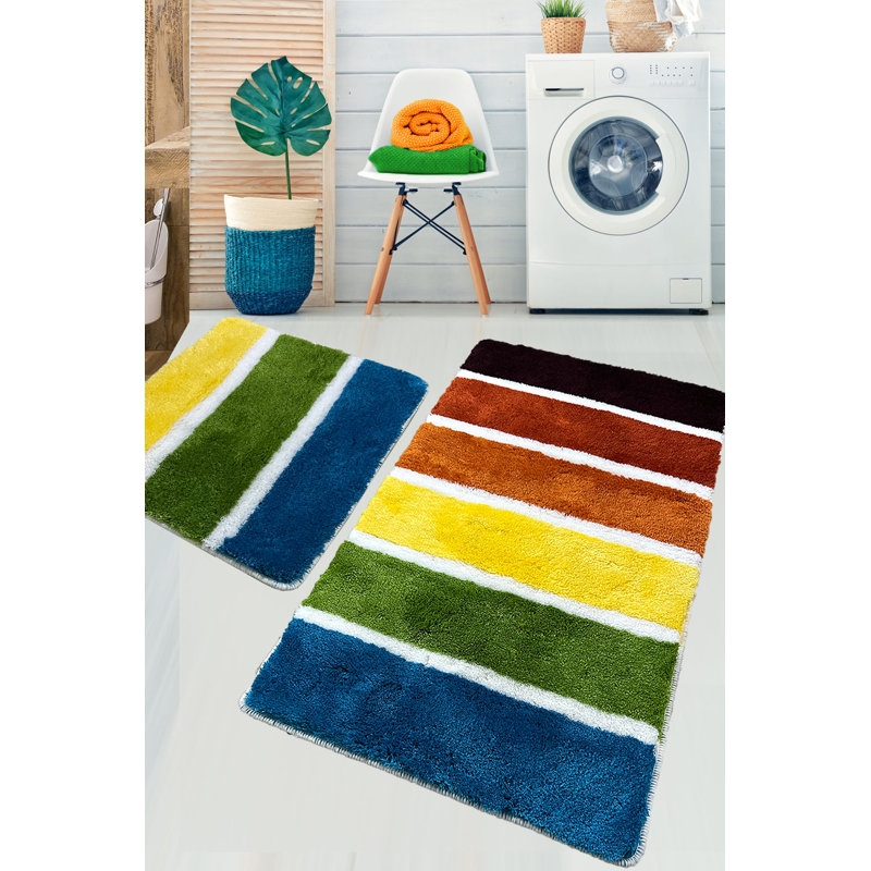 Ensemble de tapis de bain en acrylique fait à la main (2 pièces), antibactérien et antidérapant | Grand 23,6 x 39,4 pouces et petit 19,7 x 23,6 pouces | 100% acrylique, 1,5 lb / pi² | Lavable à la machine, idéal pour la sécurité et le confort de la salle de bain