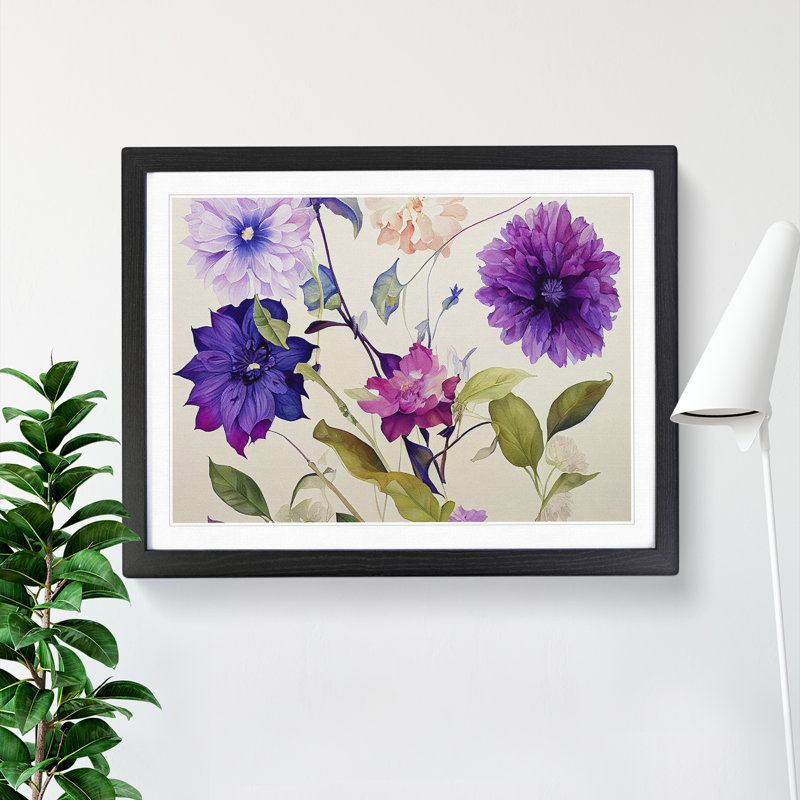 Amazing Watercolour Flowers - Framed Print, 34cm H x 46cm W x 2cm D, Black