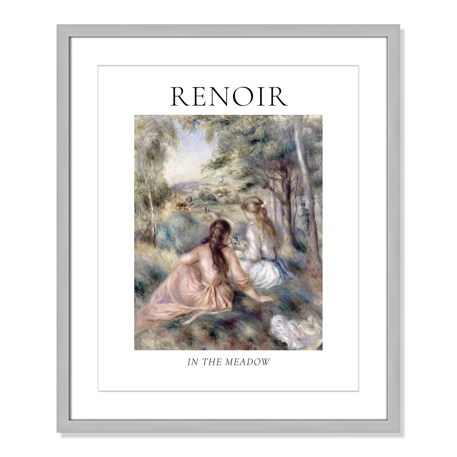 Old Masters Collection "In the Meadow" Print, Silver Single Picture Frame, Yes, 25.5" H x 21.5" W x 1.25" D