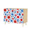 Buffet avec rangement et étoiles à motif floral rouge et bleu avec 2 portes pour le salon et la cuisine