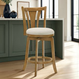 Millside Counter Height Or Bar Height Rubberwood Barstool With Fabric Seat