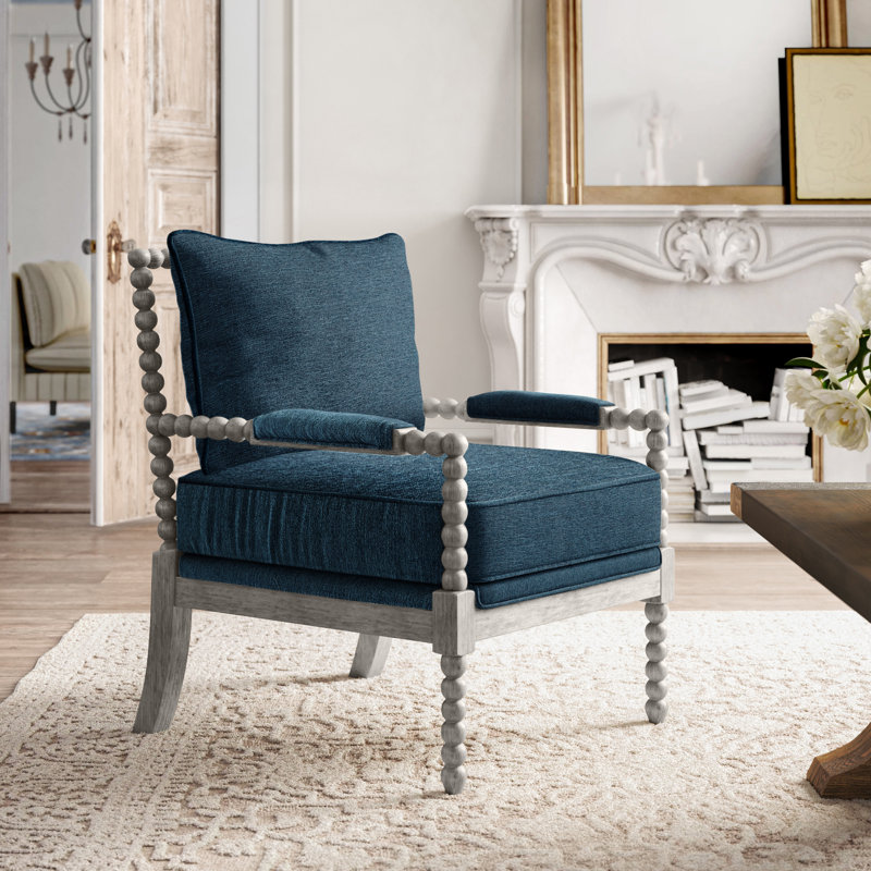 Timmey 26.75" Wide Polyester Armchair, Azure Fabric