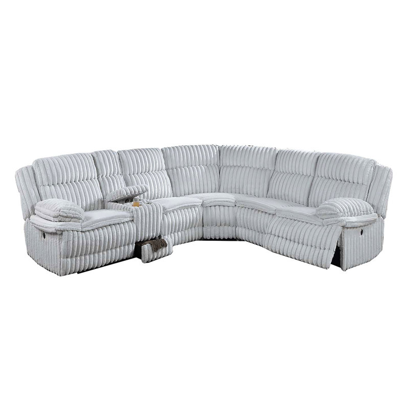 Canapé modulaire avec console porte-gobelet 3 pièces, Gris clair