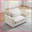 Fauteuil d'appoint simple à assise profonde en velours côtelé beige avec coussin de taille - Canapé moderne pour salon, appartement, bureau-2065877004