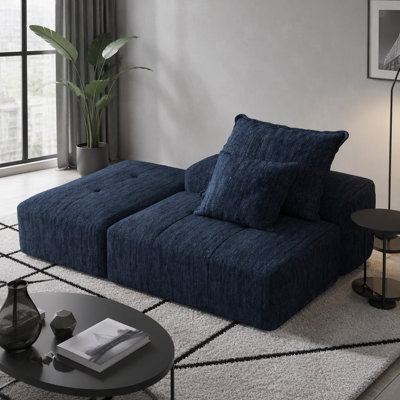 1 repose-pieds modulaire surdimensionné + 1 canapé modulaire surdimensionné avec coussins moelleux, sans assemblage, idéal pour les réunions de famille et la détente