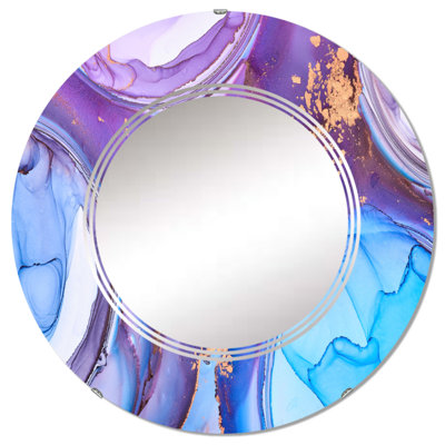 Miroir mural moderne mauve et turquoise abstrait et fluide