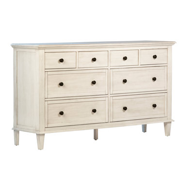 Lugano Reclaimed Acacia White Wash Coastal 8-Drawer Dresser With Iron Hardware