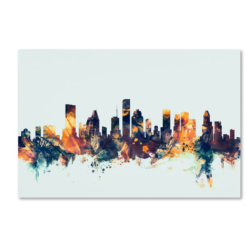 « houston texas-horizon bleu », reproduction d’impression sur toile tendue, H 30 po x l 47 po x P 2 po