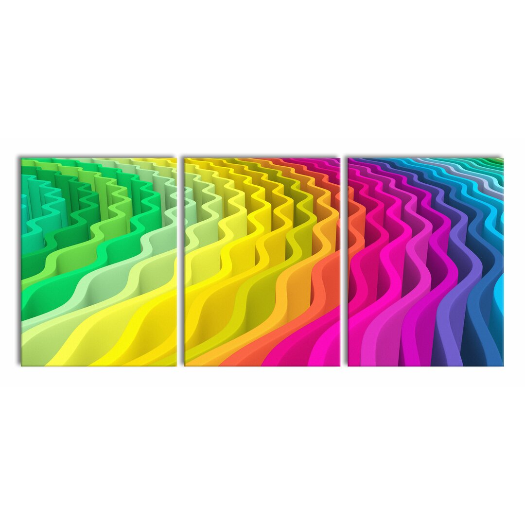 3-tlg. Leinwandbilder-Set Colourful Wave Pattern