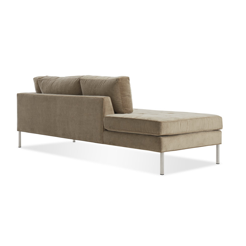 Paramount Chaise Lounge, Sanford Ceramic Crossweave, Stainless Steel, Left Hand Facing