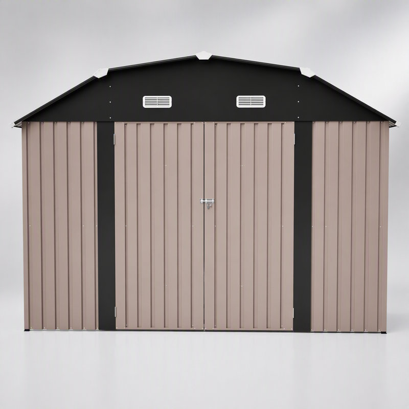 Remise de rangement extérieure en métal robuste de 10 pi x 12 pi avec ensemble de structure de plancher et conception résistante aux intempéries pour une durabilité et un espace maximaux